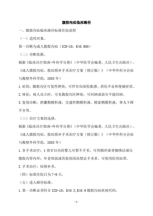 腹股沟疝临床路径