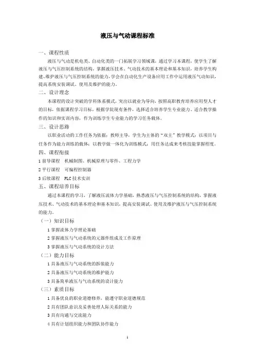 液压与气动课程标准-2019