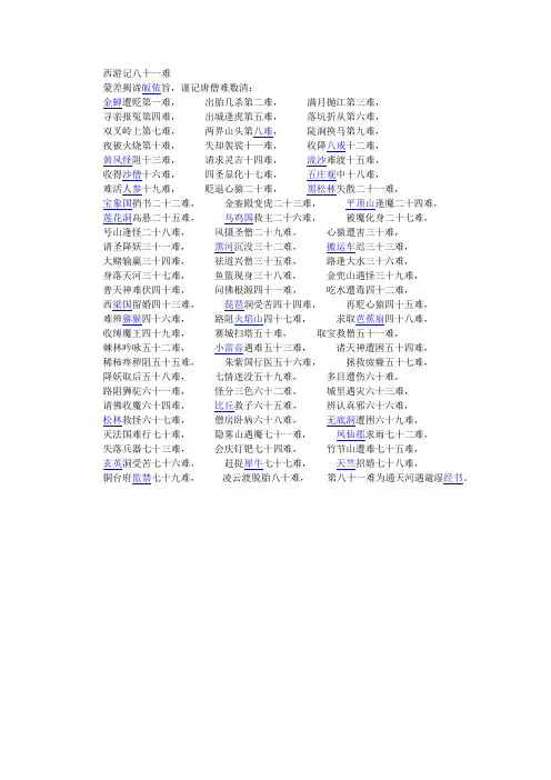 西游记八十一难