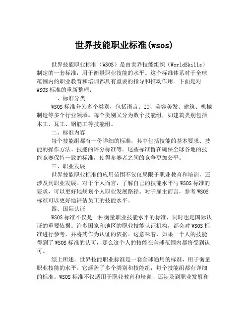 世界技能职业标准(wsos)