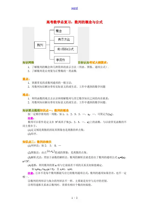 高考数学总复习：数列的概念与公式