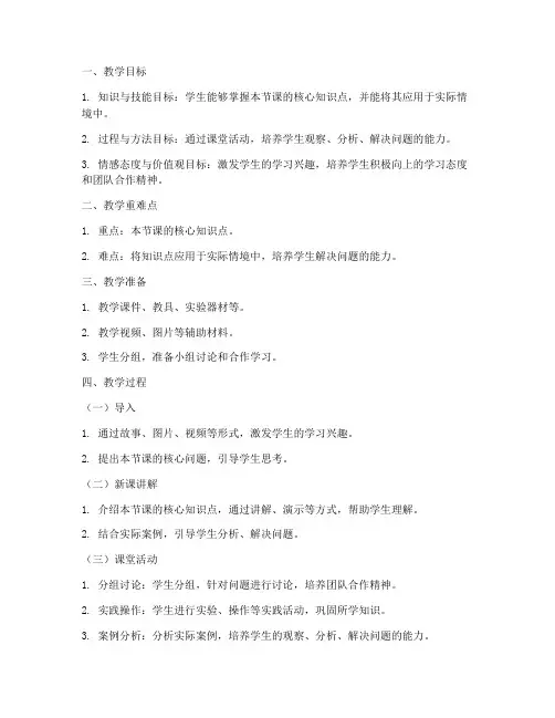 小学教育专业教案设计模板