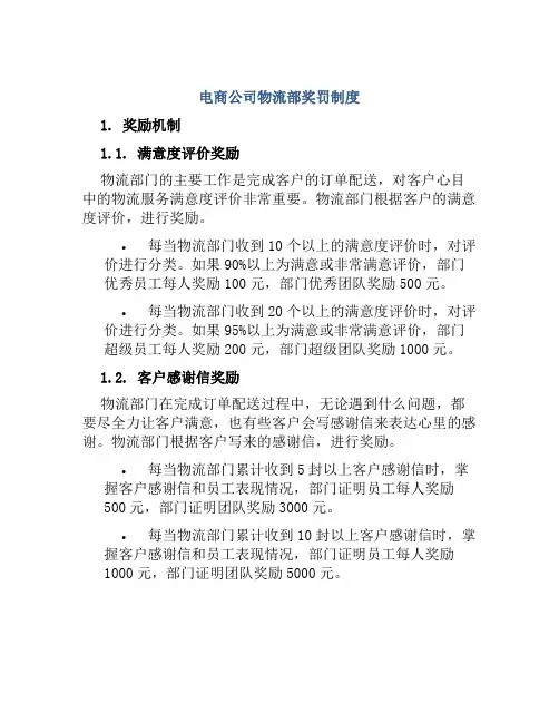 电商公司物流部奖罚制度