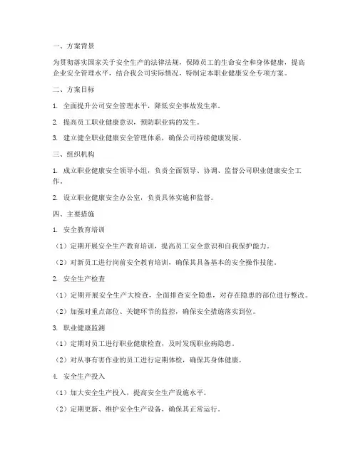 职业健康安全专项方案