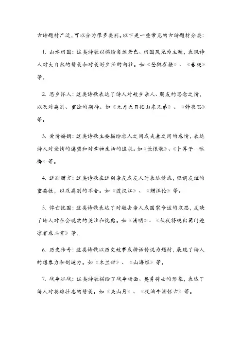 古诗题材分类