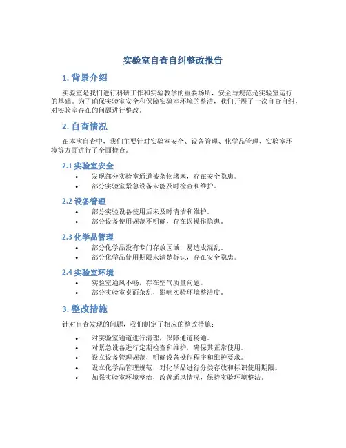 实验室自查自纠整改报告