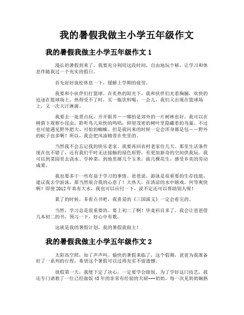我的暑假我做主小学五年级作文
