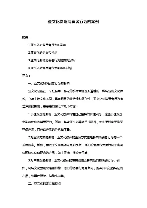 亚文化影响消费者行为的案例