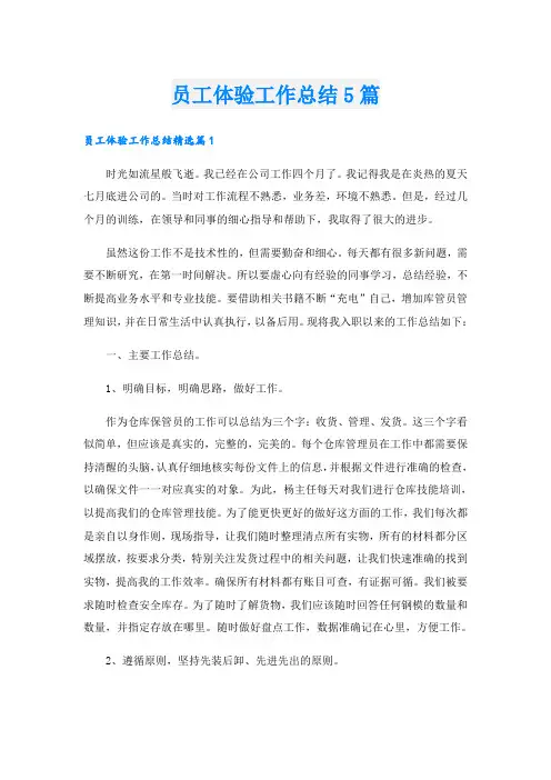 员工体验工作总结5篇