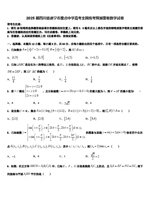 2025届四川省遂宁市重点中学高考全国统考预测密卷数学试卷含解析