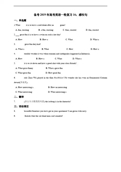 备考高考英语一轮复习16：感叹句  试卷（含答案解析）