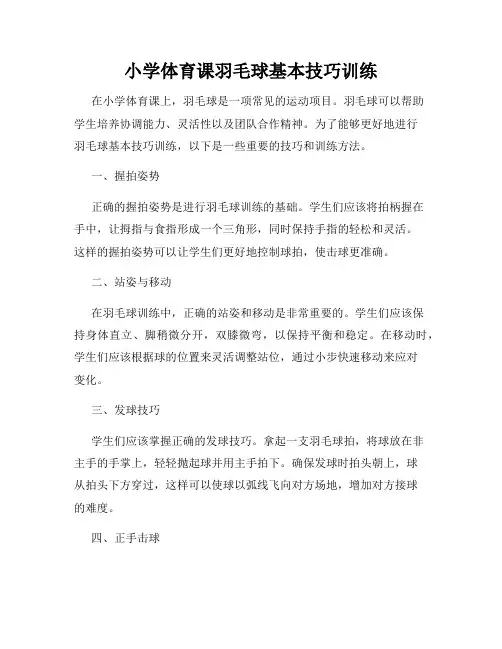 小学体育课羽毛球基本技巧训练