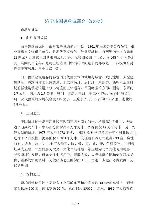 济宁市全国重点文物保护单位简介(36处)国保文物点