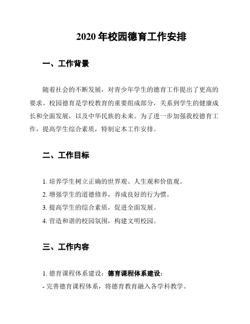 2020年校园德育工作安排