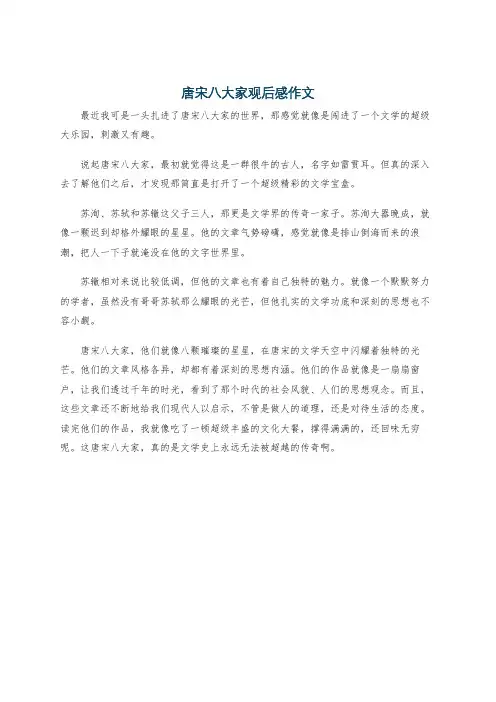 唐宋八大家观后感作文