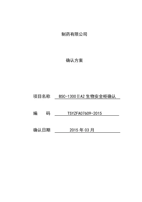 BSC1300IIA2生物安全柜确认方案