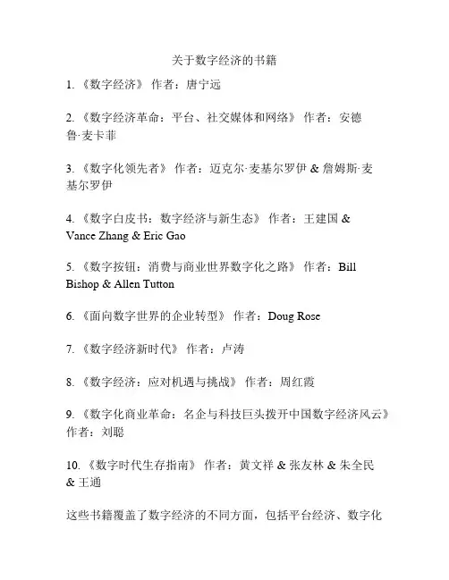 关于数字经济的书籍