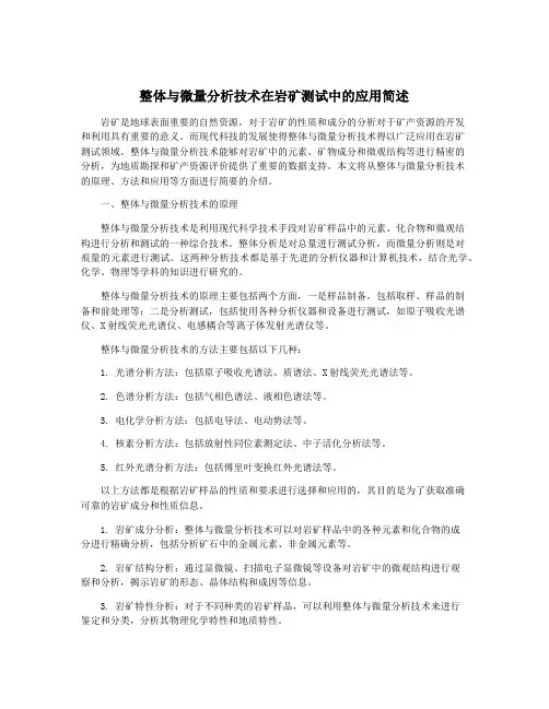 整体与微量分析技术在岩矿测试中的应用简述