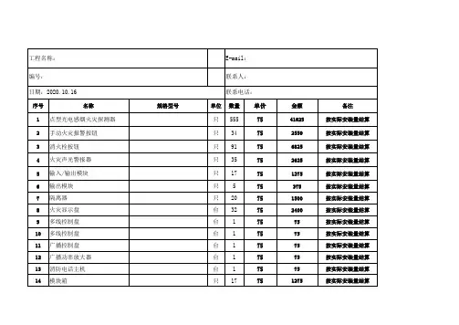 弱电安装项目造价清单