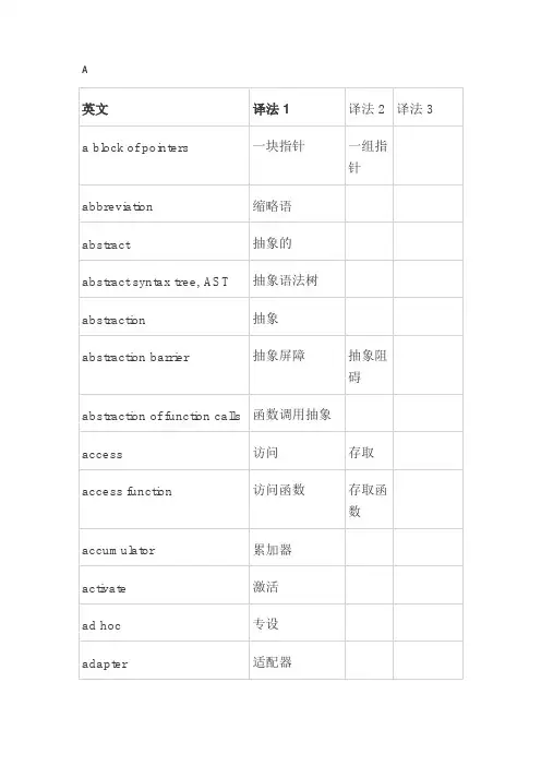 编程常用英文词汇