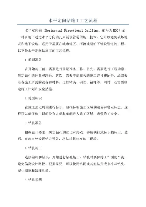 水平定向钻施工工艺流程