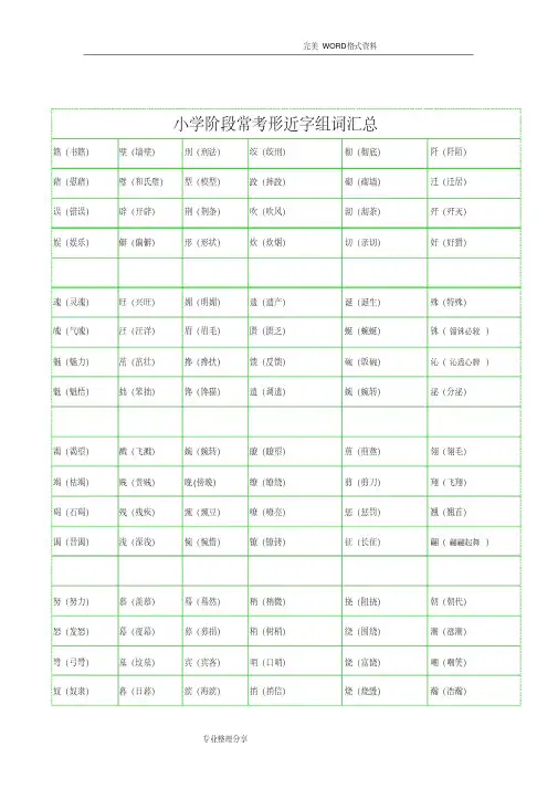 小学阶段常考形近字组词汇总[打印]