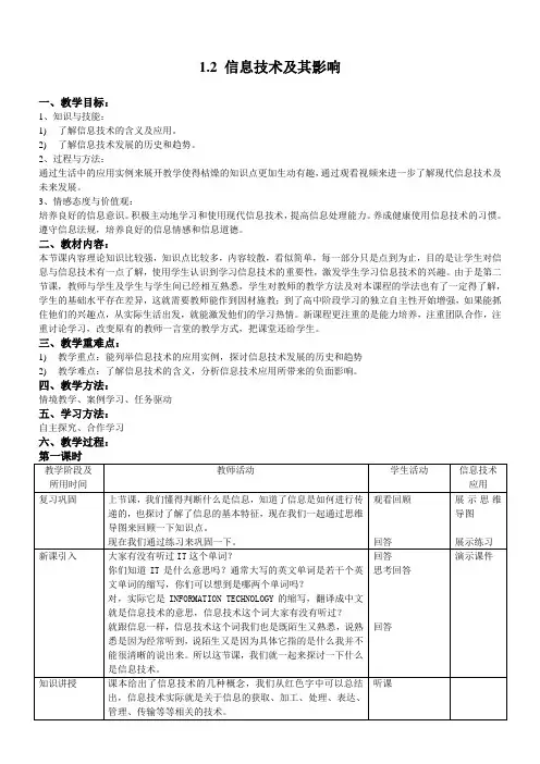 1.2 信息技术及其影响