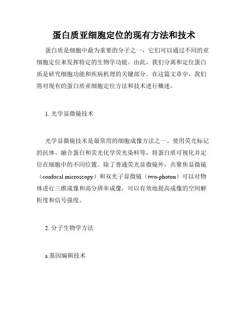 蛋白质亚细胞定位的现有方法和技术
