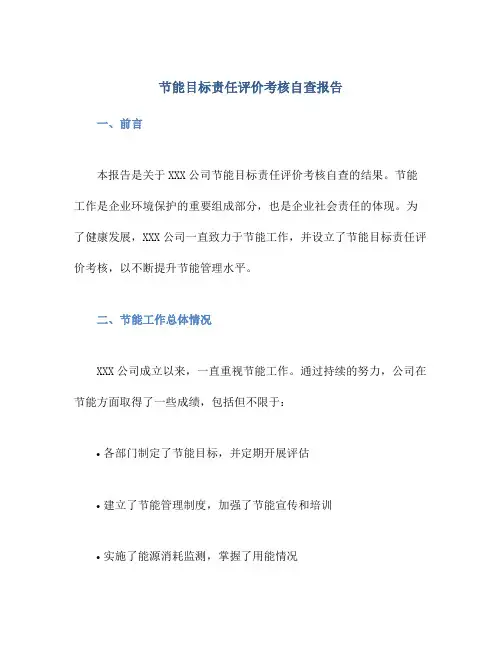 节能目标责任评价考核自查报告