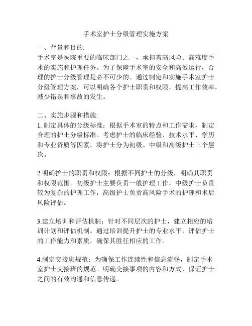 手术室护士分级管理实施方案