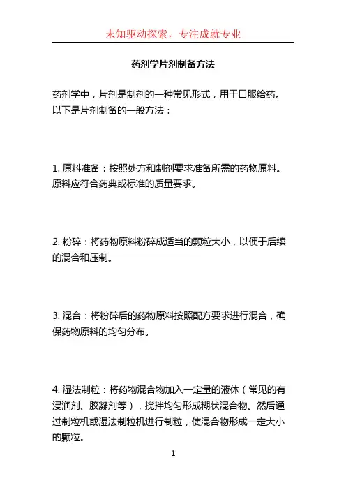 药剂学片剂制备方法