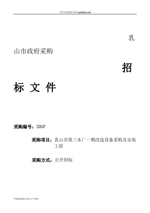 水厂改造设备采购及安装工程公开招投标书范本