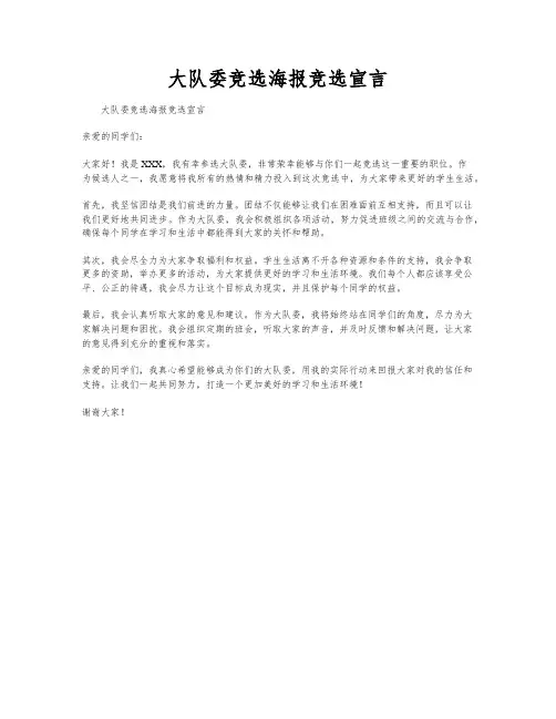 大队委竞选海报竞选宣言