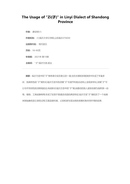 山东临沂方言中子的用法分析