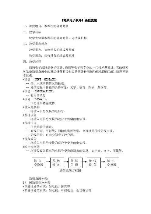 高频电子线路教案(完整)讲解