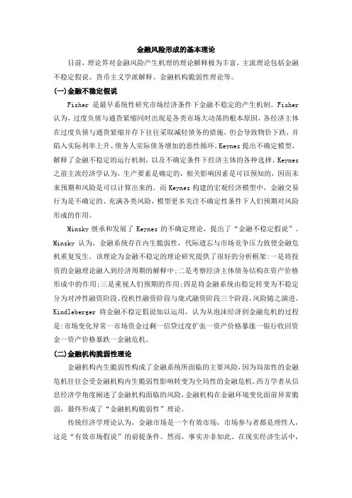 金融风险形成的基本理论