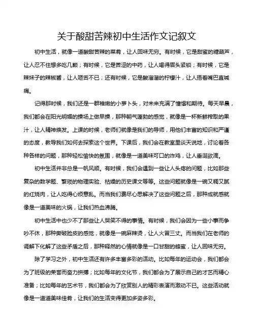 关于酸甜苦辣初中生活作文记叙文