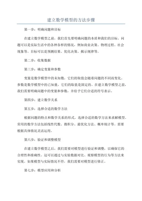 建立数学模型的方法步骤