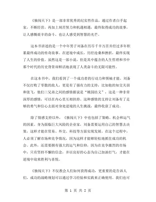 独闯天下读后感范文