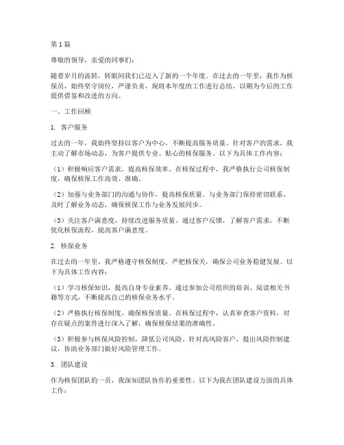 核保员年终总结报告范文(3篇)