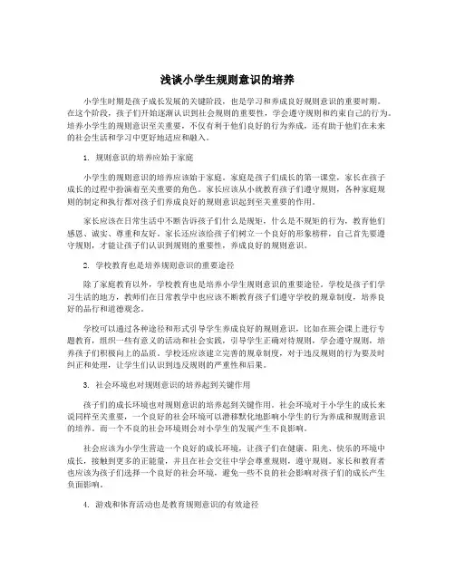 浅谈小学生规则意识的培养