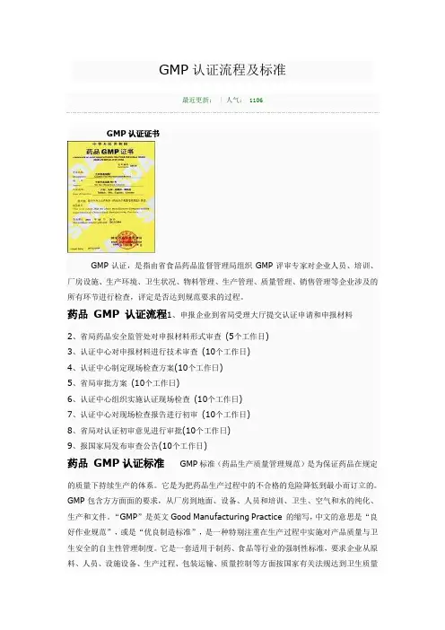 GMP认证流程及标准