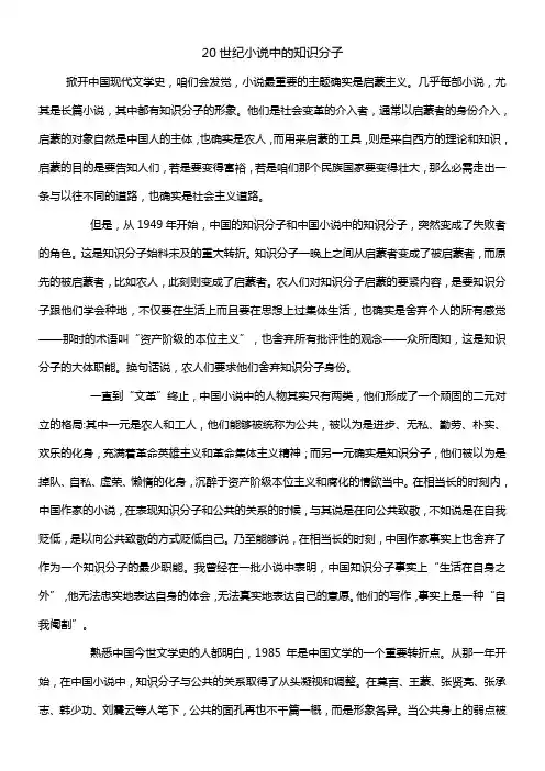 20世纪小说中的知识分子