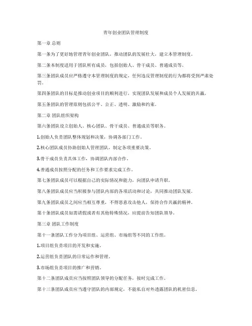 青年创业团队管理制度