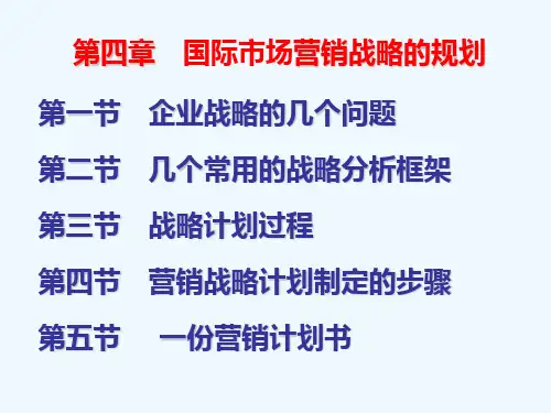 《国际市场营销》课件 第四章 营销战略计划的制定