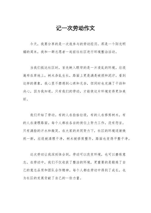 记一次劳动作文