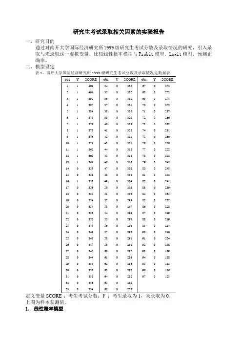 比较线性模型和Probit模型、Logit模型
