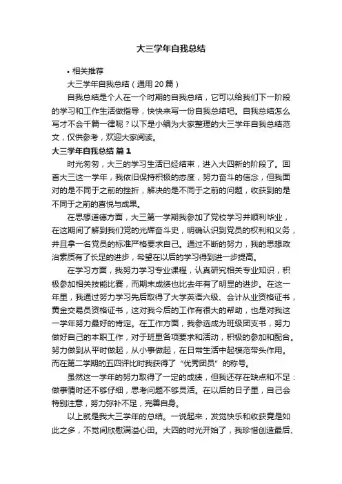 大三学年自我总结