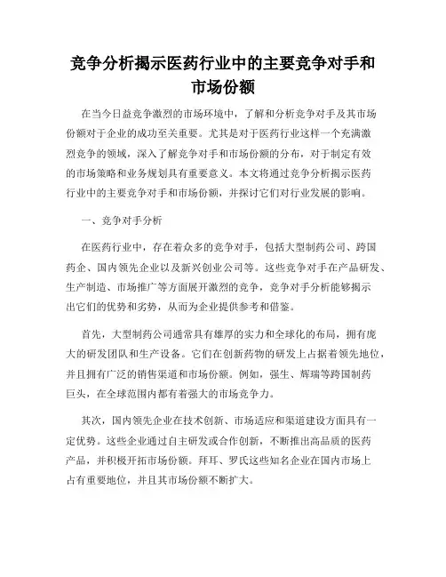 竞争分析揭示医药行业中的主要竞争对手和市场份额
