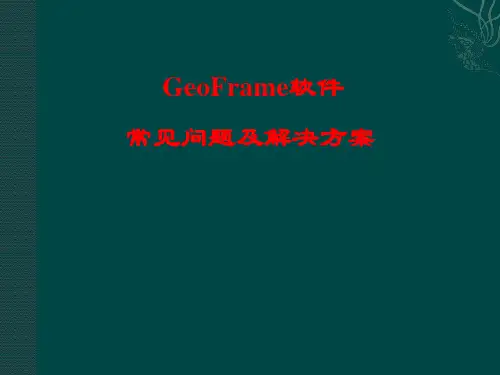 GeoFrame软件常见问题及解决方案